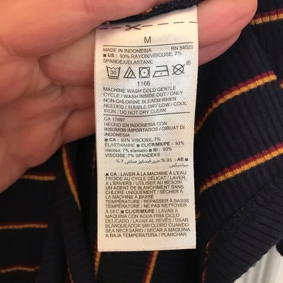 Old Navy Horizontal Stripe Navy, Gold, and Maroon Dress, Size Medium - Picture 4 of 4